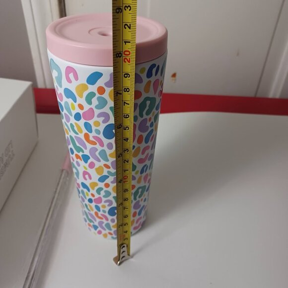 Meoky Tumbler With Lid & Straw -Pastel Leopard -24 Oz. -Open Box -Insulated NEW - Picture 9 of 12